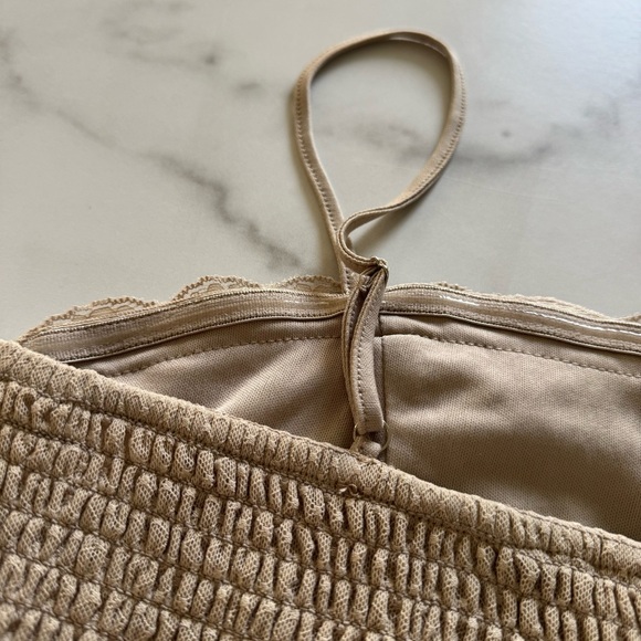 In Loom Lace Teim Dotted Cropped Top Tan Medium - Picture 5 of 7